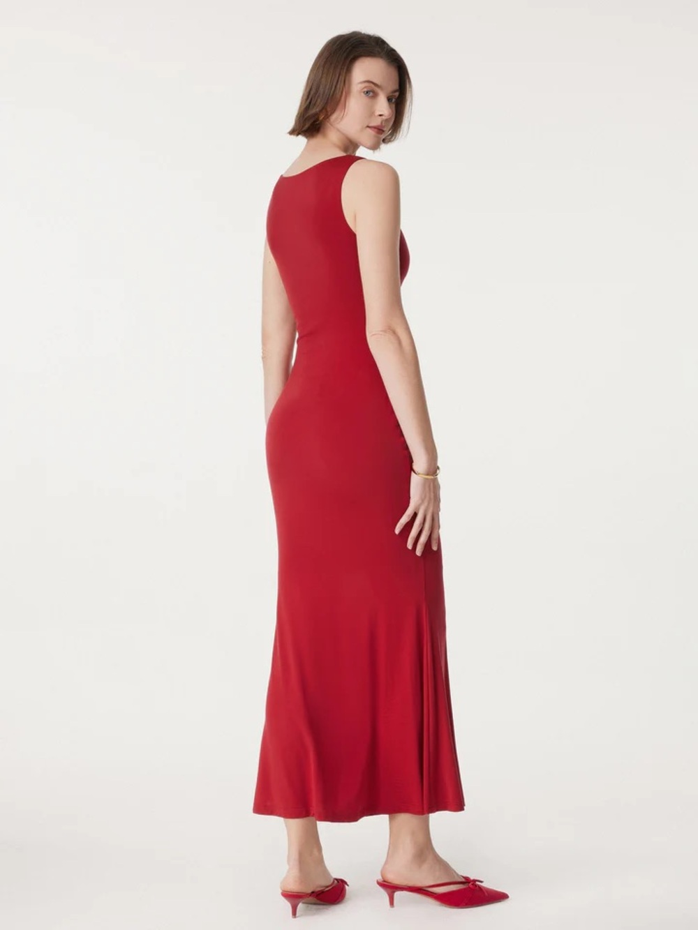 OGL Effortless Boatneck Mermaid Maxi Dress in Red size Medium. New with tag - Picture 7 of 11